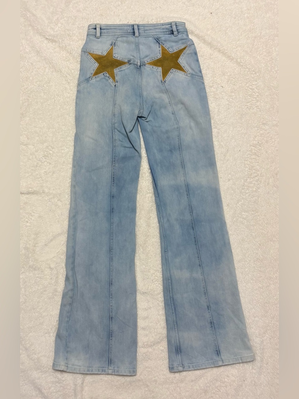 Women’s We The Free Firecracker Suede Star Patch Flare Light Wash Jeans 27x33